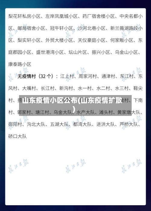 山东疫情小区公布(山东疫情扩散)-第1张图片